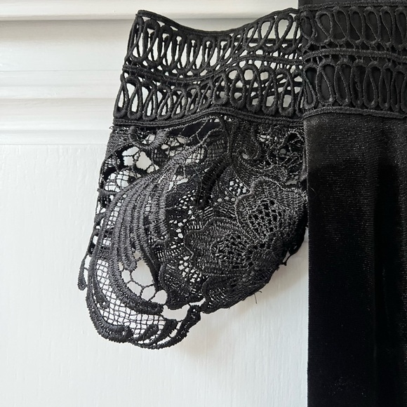 Topshop Velvet Lace Off Shoulder Skater Dress - Picture 6 of 6